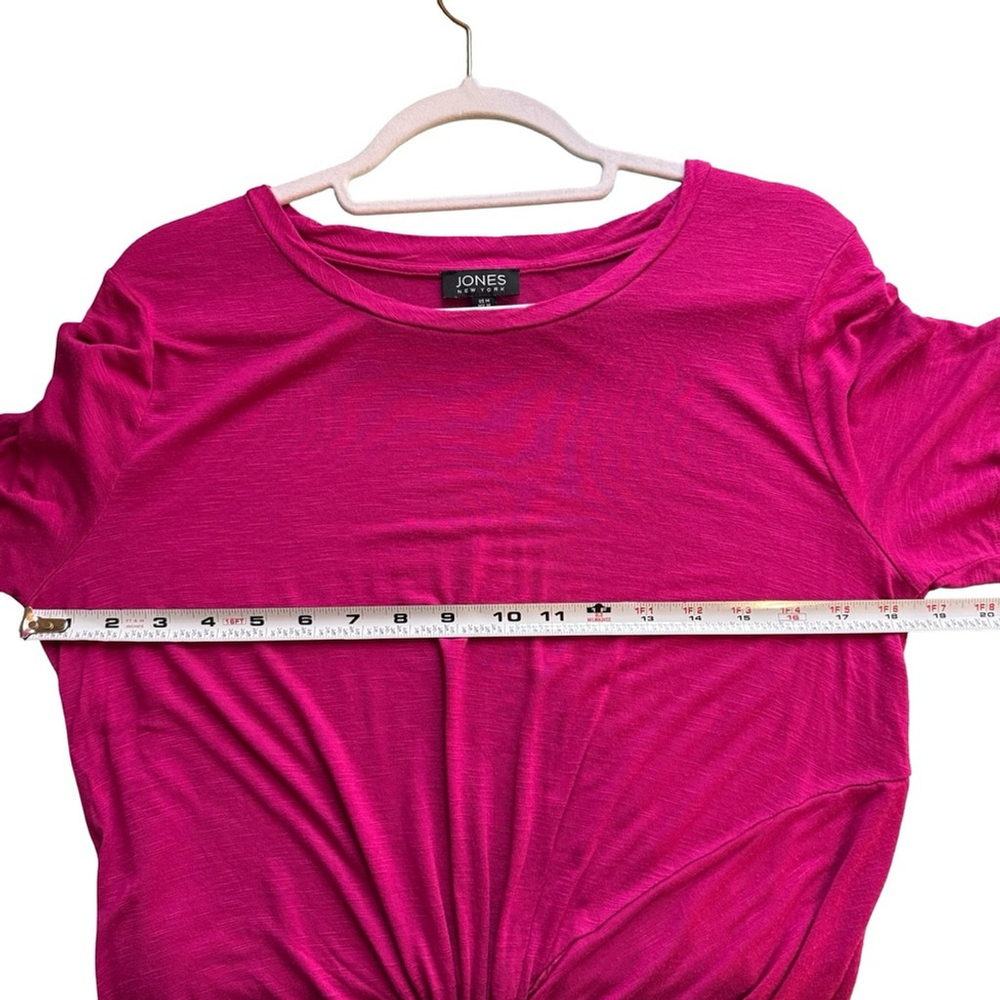 Jones New York Fuchsia Knot Front Tee Size M Business Casual Office Stretch - Picture 5 of 11